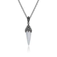 1.50ct Mother of Pearl & Marcasite Necklace in 925 Sterling Silver