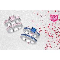 £15.99 instead of £69 for a princess double cluster crystal ring set (available in pink & blue) from Your Ideal Gift - save 77%