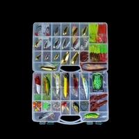 168pcs artificial fishing lure set hard soft bait minnow spoon two lay ...