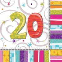 16pk 20th Birthday Napkins