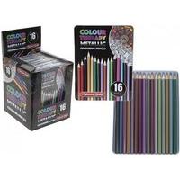 16 Piece Asst Colour Therapy Pro Metallic Pencils In Tin Case