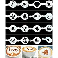 16PCS Plastic Fancy Coffee Making Printing Model Minimalist Design Dusting Pad