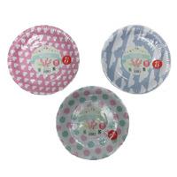 16 Pack of Paper Plates - Pink and Green Spots