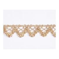 16mm Essential Trimmings Crochet Effect Cotton Lace Trimming Metallic Gold