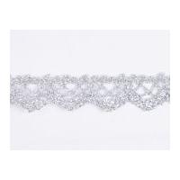 16mm Essential Trimmings Crochet Effect Cotton Lace Trimming Metallic Silver