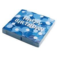 16pk blue happy birthday napkins