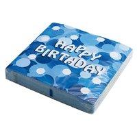 16pk Blue Happy Birthday Napkins