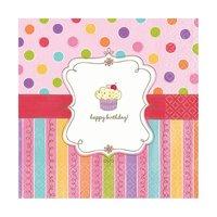 16pk Sweet Cupcake Happy Birthday Napkins