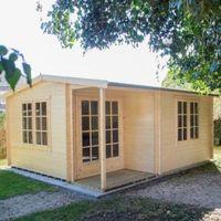 16X17 Twyford 44mm Tongue & Groove Timber Log Cabin with Felt Roof Tiles with Assembly Service