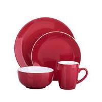 16 piece two tone dinner set red