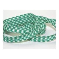 16mm gingham cotton bias binding tape green