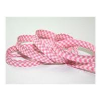 16mm gingham cotton bias binding tape pink