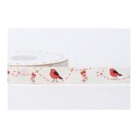 16mm reel chic robin stocking print grosgrain ribbon cream