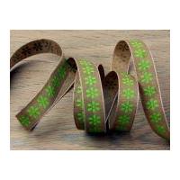 16mm flower print rustic ribbon beige green