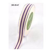 16mm May Arts Organic Cotton Stripe Ribbon Purple