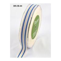 16mm May Arts Organic Cotton Stripe Ribbon Royal Blue