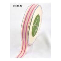 16mm May Arts Organic Cotton Stripe Ribbon Pink