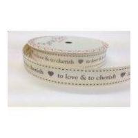 16mm Bertie's Bows To Love & To Cherish Grosgrain Ribbon Ivory