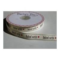 16mm Bertie's Bows Baked with Love Grosgrain Ribbon Black, White & Red