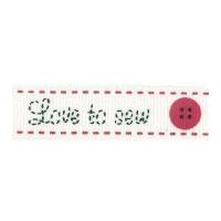 16mm Bertie's Bows Love to Sew Grosgrain Ribbon Ivory, Black & Red
