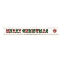 16mm Bertie's Bows Merry Christmas Grosgrain Ribbon Red & Green on Ivory