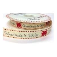 16mm Bertie's Bows Handmade in Wales Grosgrain Ribbon Ivory, Black & Red