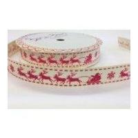 16mm bertie39s bows christmas sleigh grosgrain ribbon red ivory