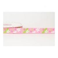 16mm reel chic flower heart print grosgrain ribbon pink