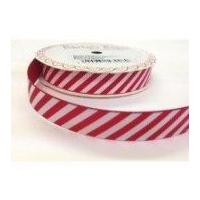 16mm Bertie\'s Bows Christmas Candy Stripe Grosgrain Ribbon Red