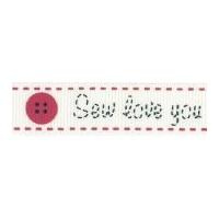16mm Bertie\'s Bows Sew Love You Grosgrain Ribbon Ivory, Black & Red