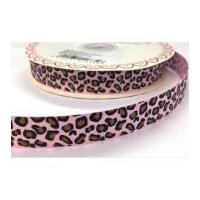 16mm Bertie\'s Bows Leopard Print Grosgrain Ribbon Pink