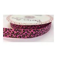 16mm Bertie\'s Bows Leopard Print Grosgrain Ribbon Hot Pink