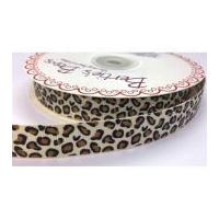 16mm Bertie\'s Bows Leopard Print Grosgrain Ribbon Cream