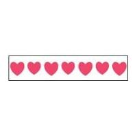 16mm Celebrate Satin Heart Print Ribbon Hot Pink/White