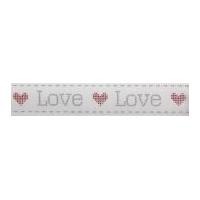 16mm Celebrate Love Satin Print Ribbon Grey & Red