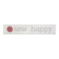 16mm Celebrate Sew Happy Satin Print Ribbon Red & Grey