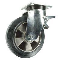 160MM SWIVEL CASTOR WITH BRAKE - ALUMINIUM/RUBBER