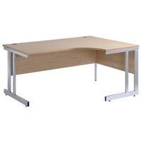 1600 ERGONOMIC LEFT HAND DESK, SILVER FRAME