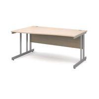 1600 long left hand wave desk in maple silver frame