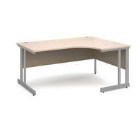 1600 ergonomic right hand desk in maple silver frame