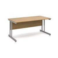 1600 long double cantilever desk in oak silver frame