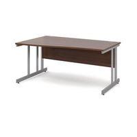 1600 long left hand wave desk in walnut silver frame