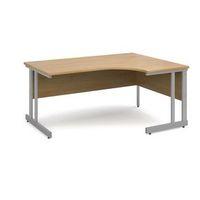 1600 ERGONOMIC RIGHT HAND DESK IN OAK, SILVER FRAME