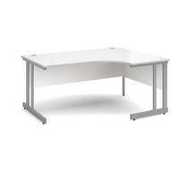 1600 ERGONOMIC RIGHT HAND DESK IN WHITE, SILVER FRAME