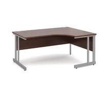 1600 ergonomic right hand desk in walnut silver frame