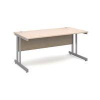 1600 long double cantilever desk in maple silver frame