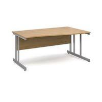 1600 long right hand wave desk in oak silver frame