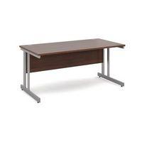 1600 LONG DOUBLE CANTILEVER DESK IN WALNUT, SILVER FRAME