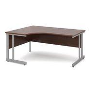 1600 ERGONOMIC LEFT HAND DESK IN WALNUT, SILVER FRAME