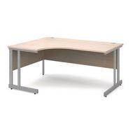 1600 ERGONOMIC LEFT HAND DESK IN MAPLE, SILVER FRAME